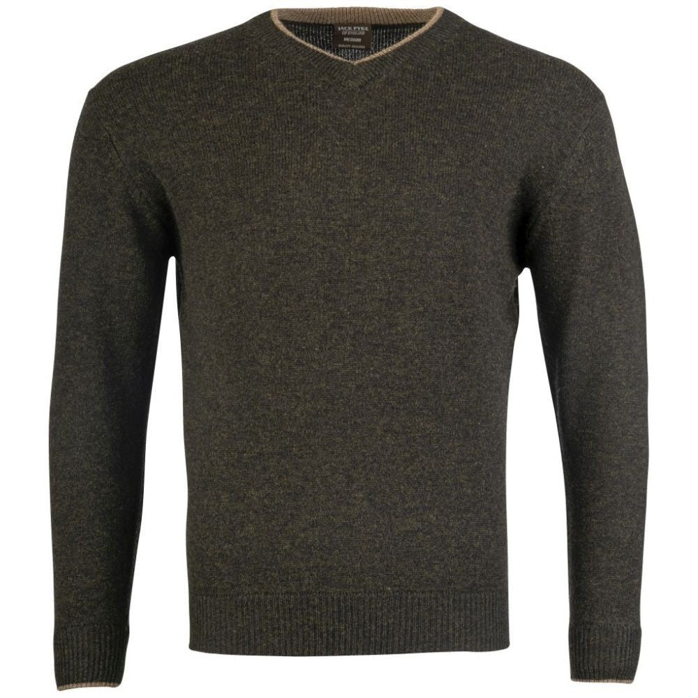 Jack Pyke Ashcombe Pulover 100% Lână De Miel Cu Decolteu V, Culoare Oliv - Îmbrăcăminte vânătoare - imagine produs Jack Pyke 
