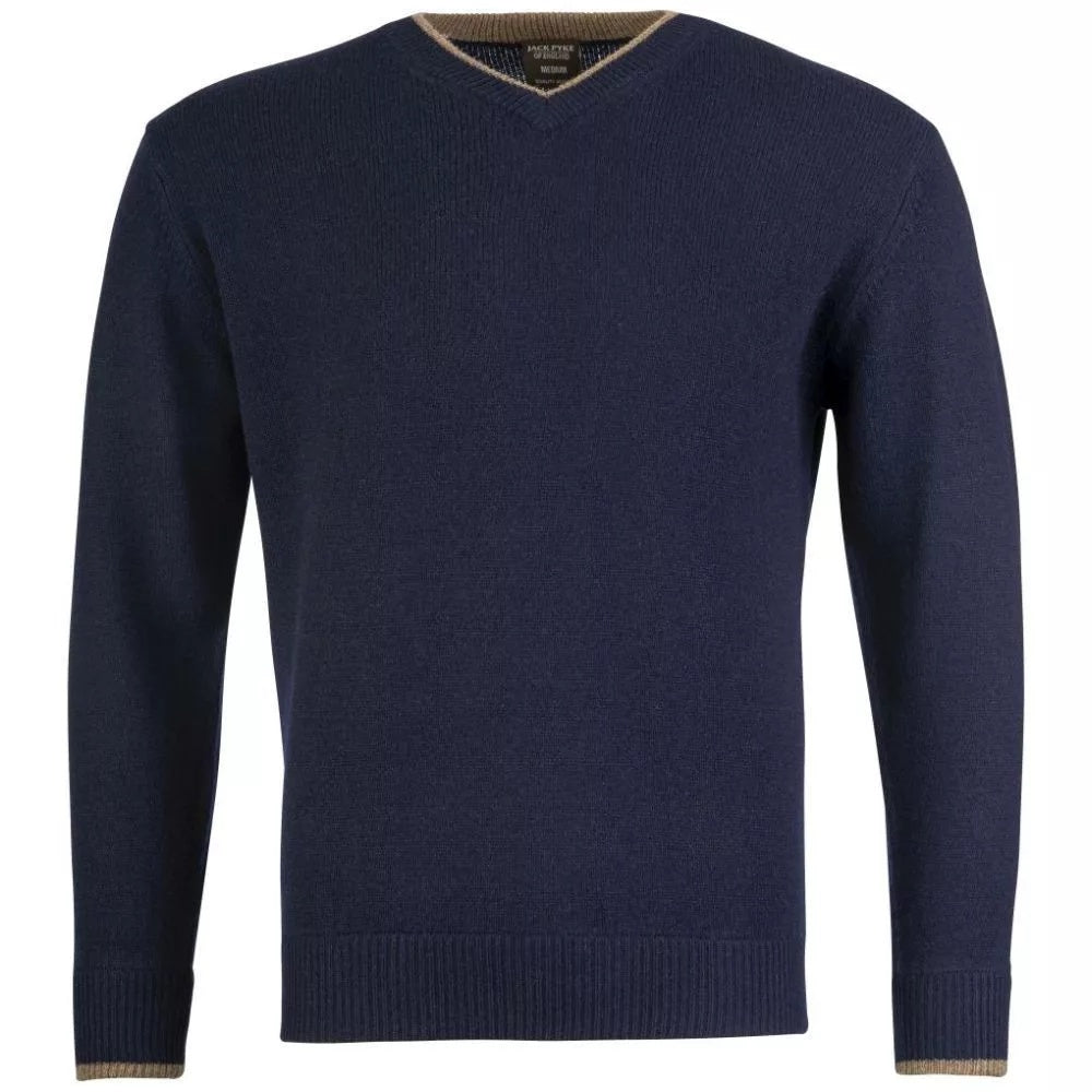 Jack Pyke Ashcombe Pulover 100% Lână De Miel Cu Decolteu V, Culoare Bleumarin - Îmbrăcăminte vânătoare - imagine produs Jack 