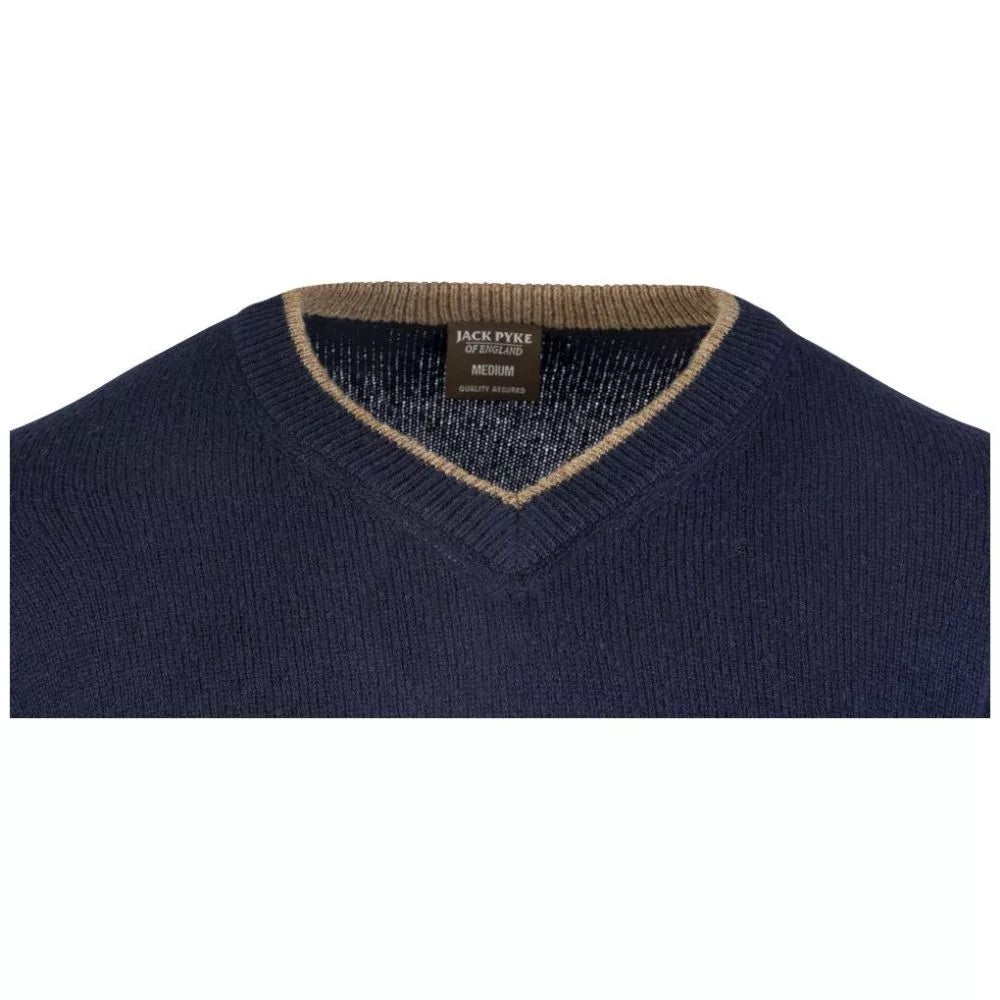 Jack Pyke Ashcombe Pulover 100% Lână De Miel Cu Decolteu V, Culoare Bleumarin - Îmbrăcăminte vânătoare - imagine 12 Jack Pyke