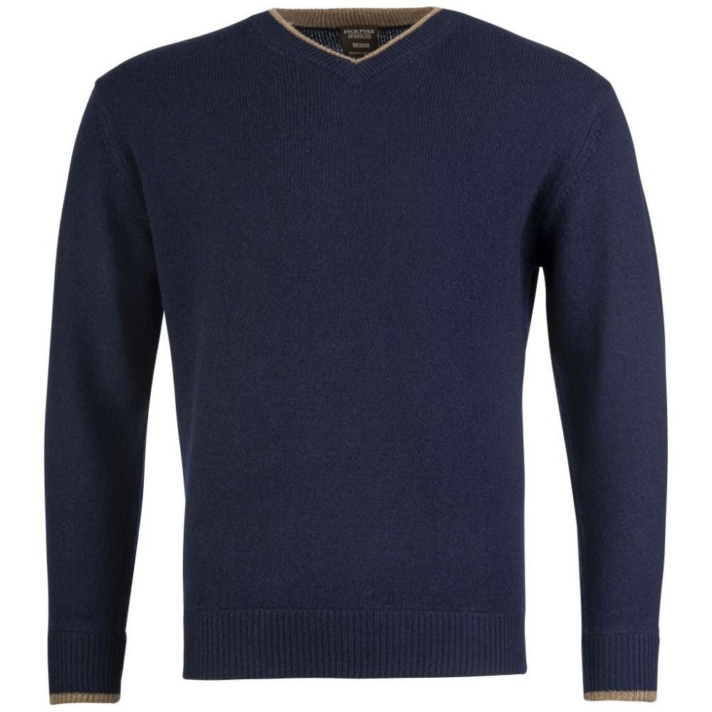 Jack Pyke Ashcombe Pulover 100% Lână De Miel Cu Decolteu V, Culoare Bleumarin - Îmbrăcăminte vânătoare - imagine 2 Jack Pyke 