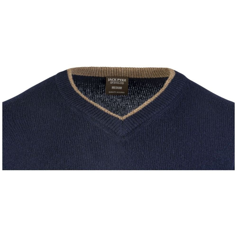 Jack Pyke Ashcombe Pulover 100% Lână De Miel Cu Decolteu V, Culoare Bleumarin - Îmbrăcăminte vânătoare - imagine 5 Jack Pyke 
