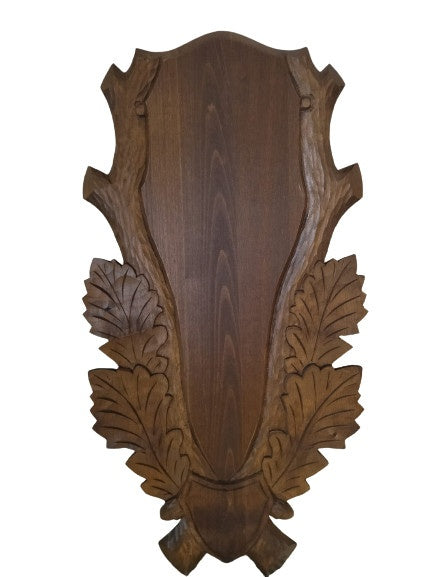 Panoplie Sculptata, Pentru Trofeu Cerb, Lemn, Maro Inchis, 34X67 Cm ProTEREN - Panoplii trofee - imagine produs ProTEREN