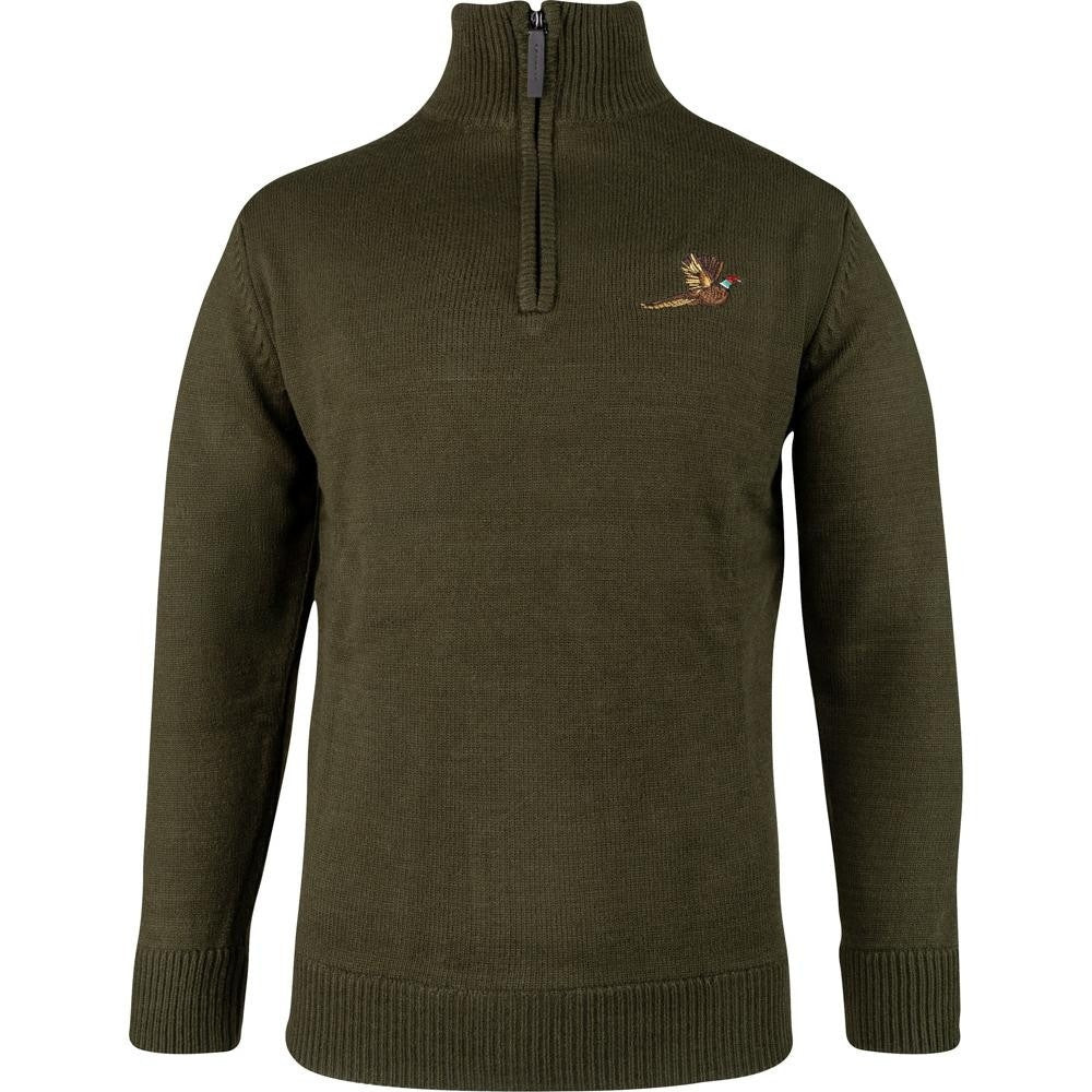 Pulover Jack Pyke Cu Motiv Fazan Și Semi-Fermoar – Olive Închis - Îmbrăcăminte vânătoare - imagine produs Jack Pyke ProTEREN