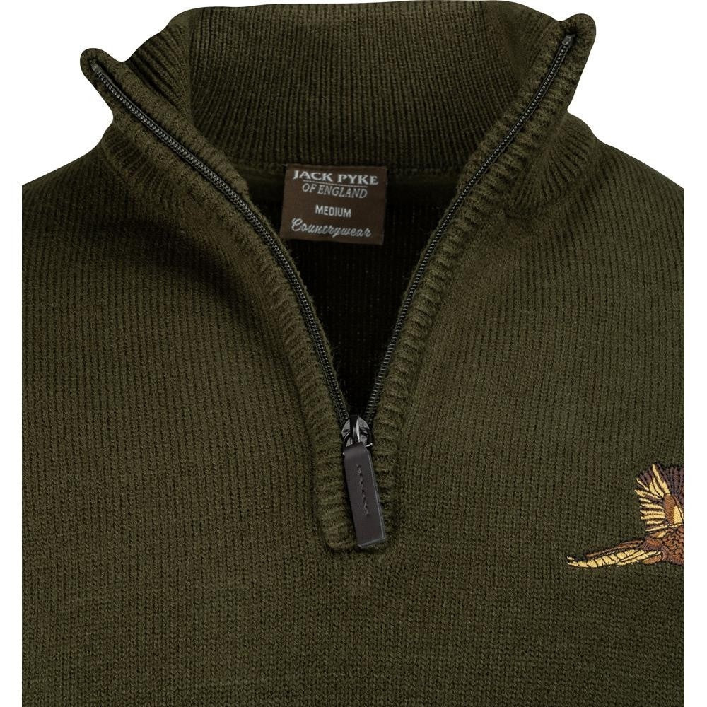 Pulover Jack Pyke Cu Motiv Fazan Și Semi-Fermoar – Olive Închis - Îmbrăcăminte vânătoare - imagine 5 Jack Pyke ProTEREN
