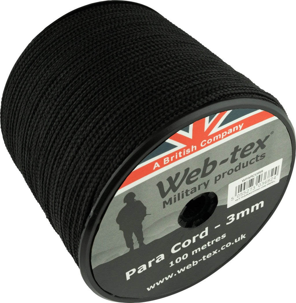 Web-Tex Cordelina Paracord, 3 Mm, 100 M, Negru - Accesorii outdoor - imagine 2 ProTEREN